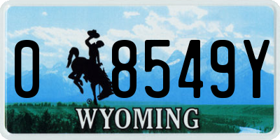 WY license plate 08549Y