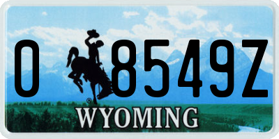 WY license plate 08549Z