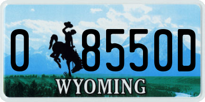 WY license plate 08550D