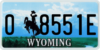 WY license plate 08551E