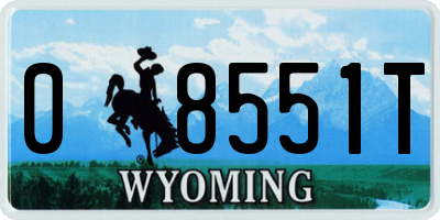 WY license plate 08551T