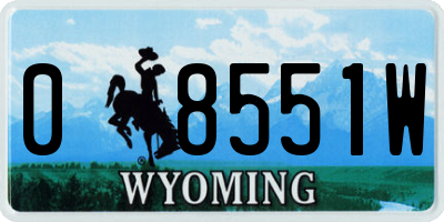WY license plate 08551W