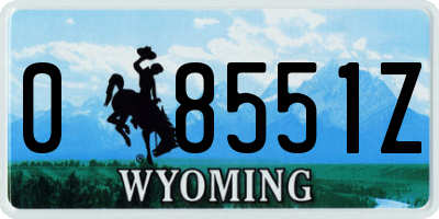 WY license plate 08551Z
