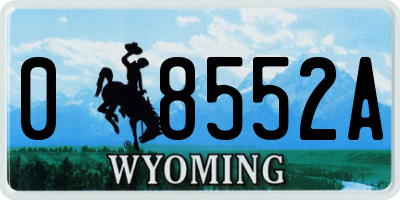 WY license plate 08552A