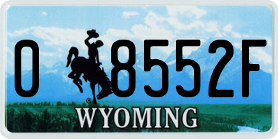 WY license plate 08552F