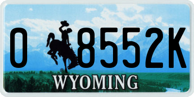 WY license plate 08552K