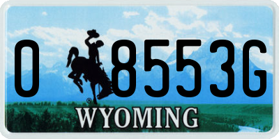 WY license plate 08553G
