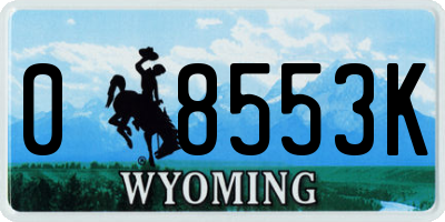 WY license plate 08553K