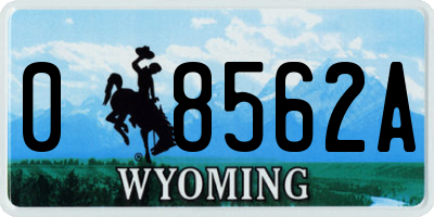 WY license plate 08562A