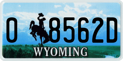 WY license plate 08562D