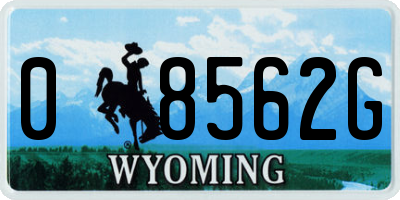 WY license plate 08562G