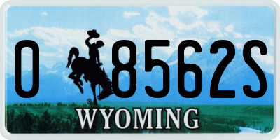 WY license plate 08562S