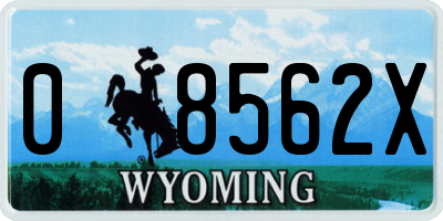 WY license plate 08562X