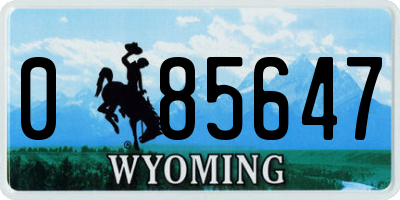 WY license plate 085647
