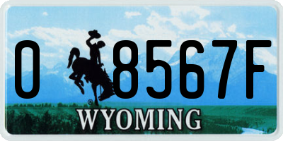 WY license plate 08567F
