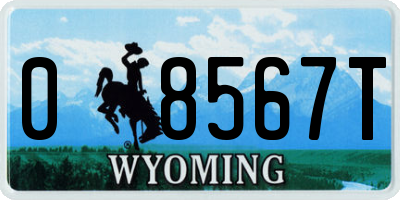 WY license plate 08567T
