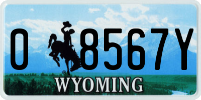 WY license plate 08567Y
