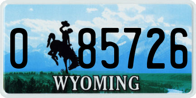 WY license plate 085726