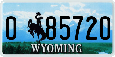 WY license plate 08572O