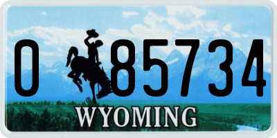WY license plate 085734
