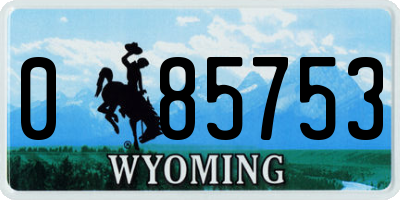 WY license plate 085753