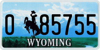 WY license plate 085755