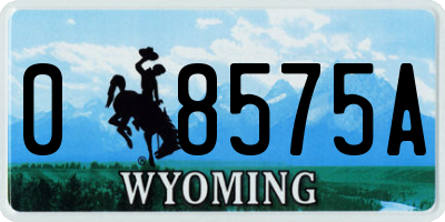 WY license plate 08575A