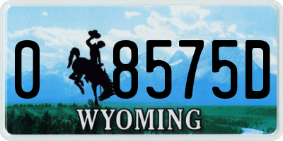 WY license plate 08575D