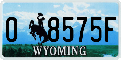 WY license plate 08575F