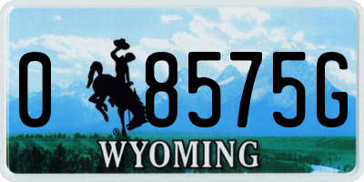 WY license plate 08575G