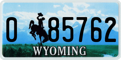 WY license plate 085762