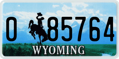 WY license plate 085764