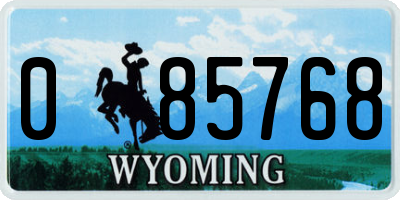 WY license plate 085768