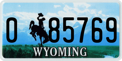 WY license plate 085769