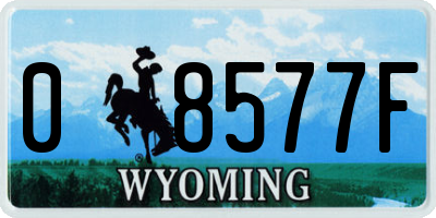 WY license plate 08577F