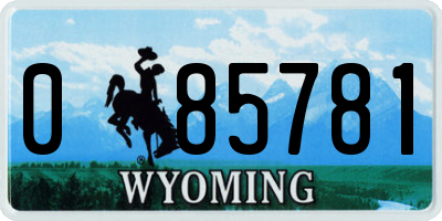 WY license plate 085781