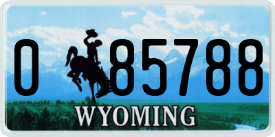 WY license plate 085788