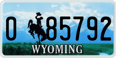 WY license plate 085792
