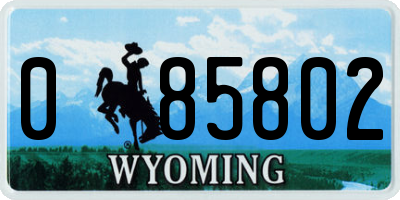 WY license plate 085802