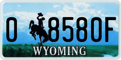 WY license plate 08580F