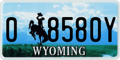 WY license plate 08580Y