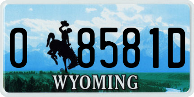 WY license plate 08581D