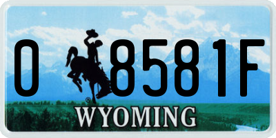 WY license plate 08581F