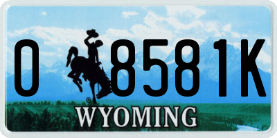 WY license plate 08581K