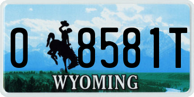 WY license plate 08581T