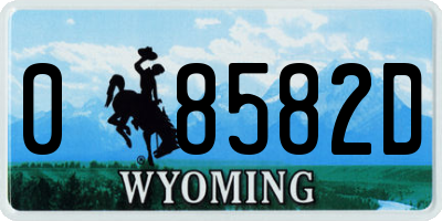 WY license plate 08582D