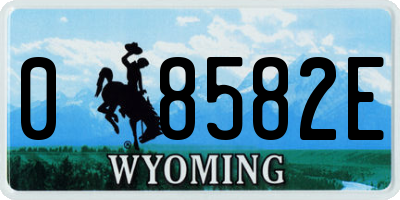 WY license plate 08582E