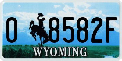 WY license plate 08582F