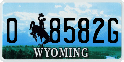 WY license plate 08582G