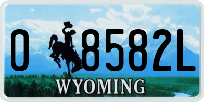WY license plate 08582L